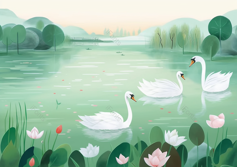 大暑节气中国风小清新水墨风格山水插画背景,插画/手绘图,插画/手绘图库,插画/手绘图下载,插画/手绘